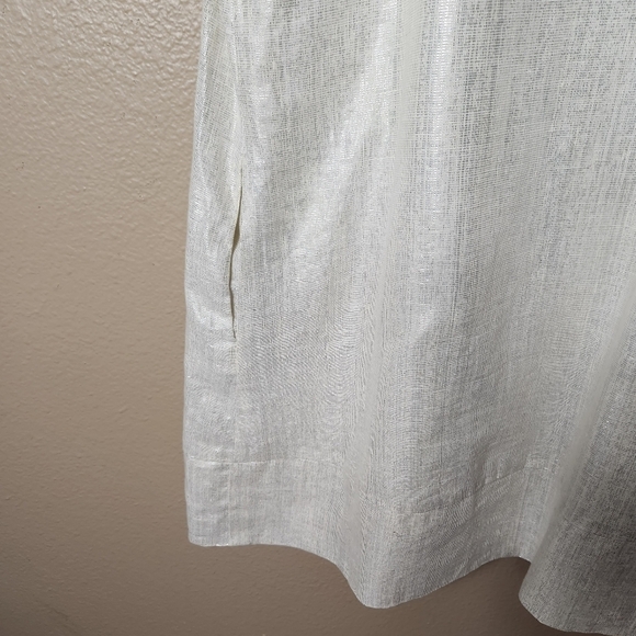 Maje Cream Shimmer Cotton/Lurex Shimmer Tank Mini Dress-Size 2 - Picture 3 of 6